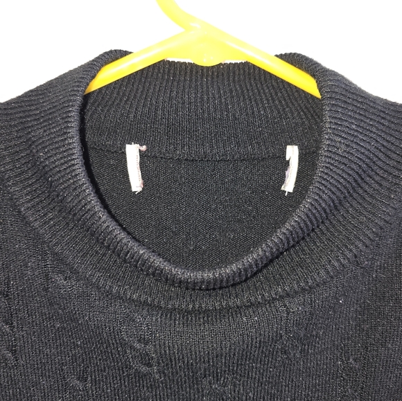 Mock turtle neck sweater, black, with decorative knit design. - Picture 3 of 3